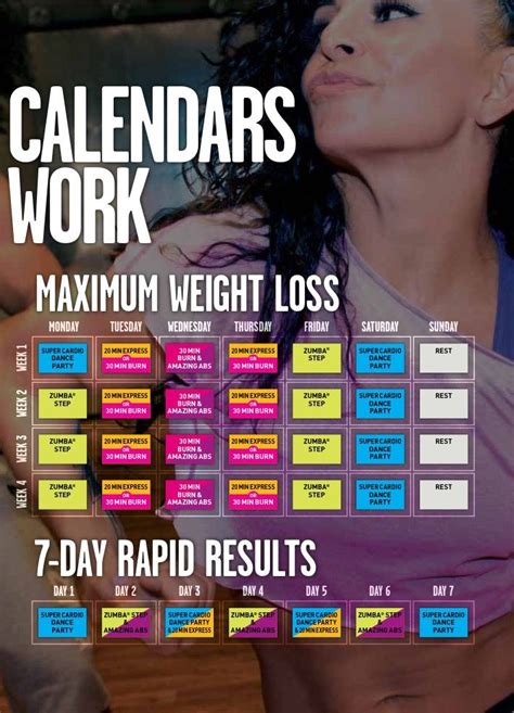 Zumba Incredible Slimdown Workout Calendar Workout Calendar Zumba