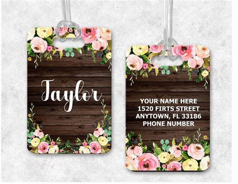 Floral Luggage Tag Personalized Luggage Tag Cute Luggage - Etsy