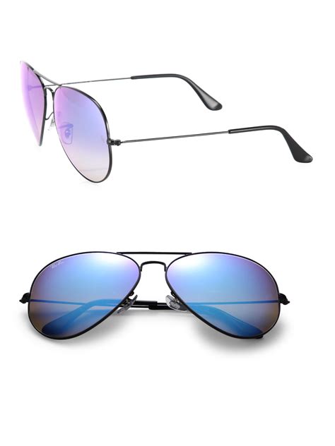 Ray-ban Metal Mirrored Aviator Sunglasses in Blue for Men | Lyst