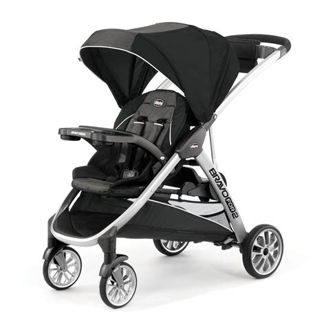 Chicco BravoFor2 Standing/Sitting Double Stroller, Iron (Black/Grey ...