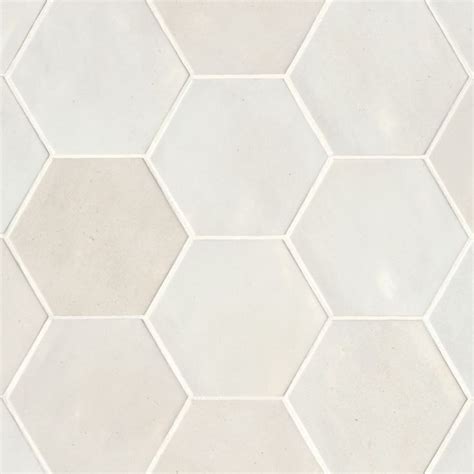 Celine 4 Hexagon Glossy Porcelain Floor Wall Tile In White In 2023