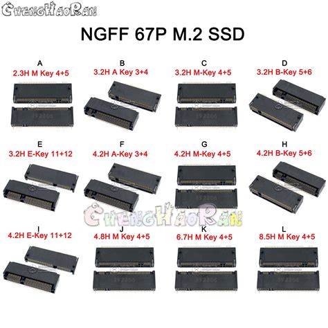 2pcs M 2 Connector 67p A E M Key Ngff Interface Socket Ssd Socket H 3