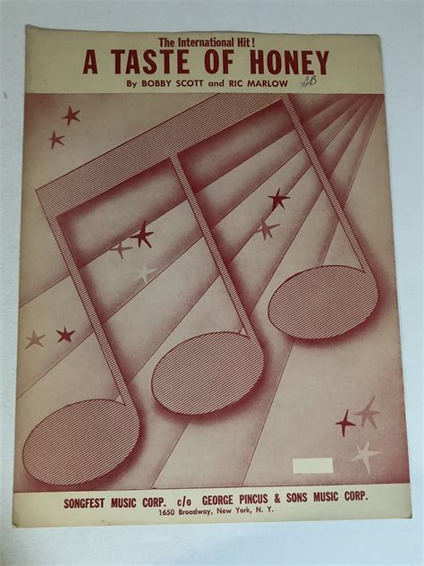 A Taste Of Honey Sheet Music Bobby Scott Ric Marlow Ebay