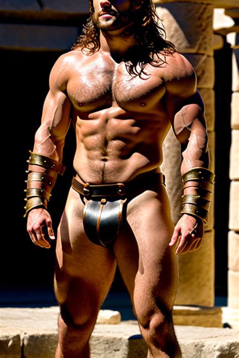 Muscle Gladiator Henry Cavill Wearing Leather Harness Unde By