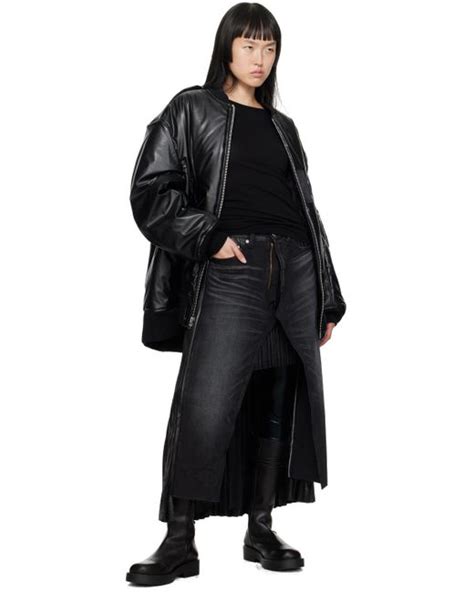 Blouson aviateur isolé noir en cuir synthétique Junya Watanabe en