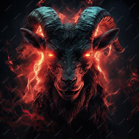 Premium Photo Demonic Evil Goat With Glowing Eyes A Sinister Satanic