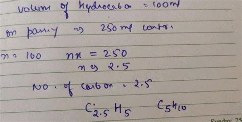 A Gaseous Hydrocarbon 12 Ml Is Exploded With An Excess Of Oxygen On