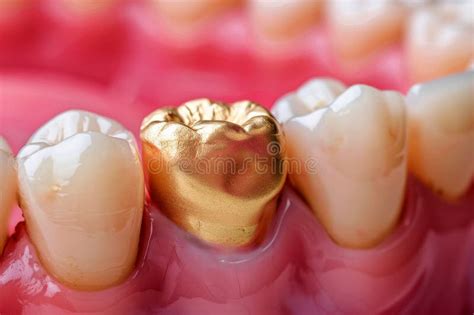 Dental Gold Fillings Used To Fill Gold Cavities On Tooth Stock