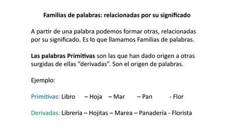 Formar Familia De Palabras Con Pan Familia De Palabras Lengua Segundo