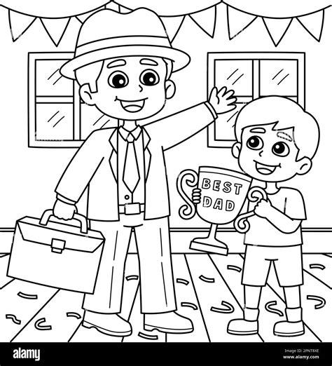 Fathers Day Best Dad Coloring Page for Kids Stock Vector Image & Art ...