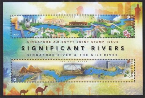 Singapore 2011 Egypt Joint Issue Significant Rivers Souvenir Sheet Of