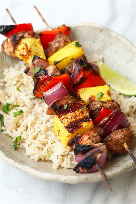 Grilled Pineapple And Jerk Chicken Kabobs Video Fit Foodie Finds