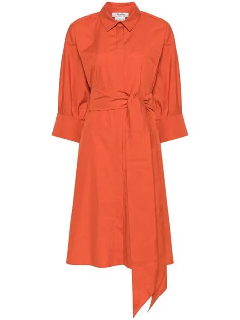 Buy Max Mara Cotton Midi Shirtdress Orange At 33 Off Editorialist