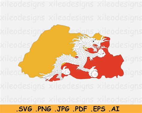 Bhutan Map Flag SVG, Map of Bhutan, Bhutanese National Flag, Bhutan Map ...