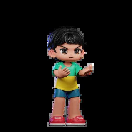 Cute Boy Giving Angry Pose 3D Illustration download in PNG, OBJ or ...