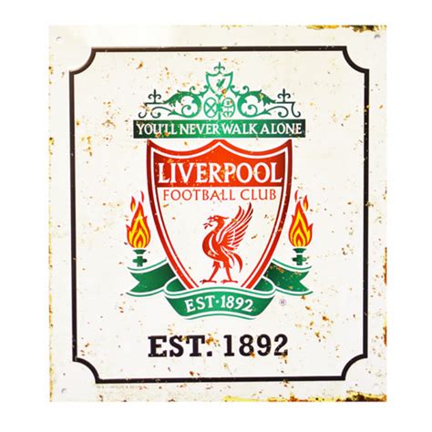 Liverpool Fc Official Retro Football Crest Sovrumsskylt One Siz White