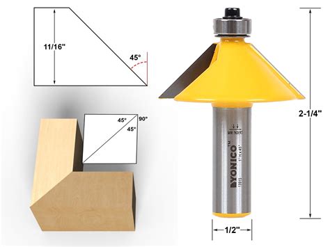 Yonico Degree Chamfer Bevel Edging Router Bit With X Large