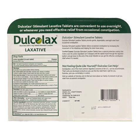 Dulcolax Comfort Coated 6 12 Hours Overnight Relief Laxative Tablets