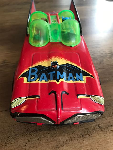 Rare Vintage 1960 Batman and Robin Red Tin Batmobile Aoshin 11, Rare ...