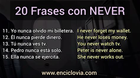 20 Frases con NEVER en INGLÉS Oraciones Adverbios de Tiempo YouTube