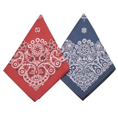 Buy Western Style Paisley Bandanas Classic Red And Blue Colors Pack Of