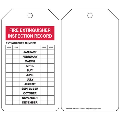 Fire Extinguisher Inspection Record Tag | Inspection Tags