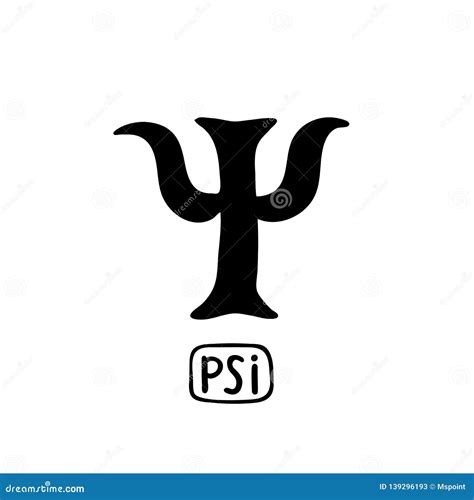 Psychology Psi Greek Letter Symbol Black Of Hand Drawn Icon On Theme