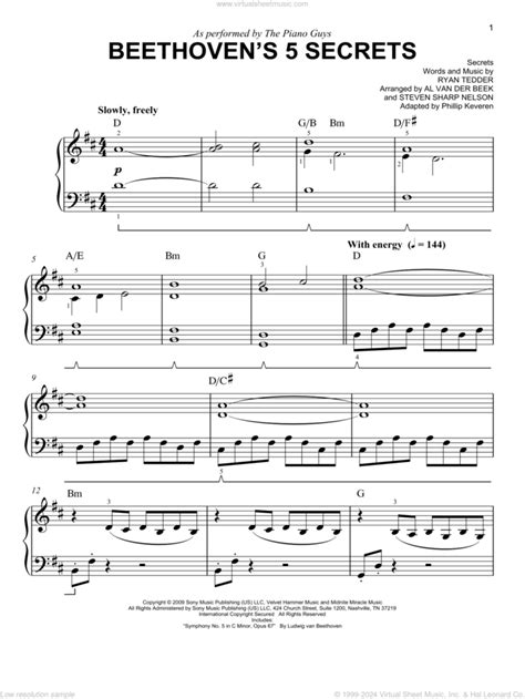 Beethoven S Secrets Arr Phillip Keveren Sheet Music For Piano Solo