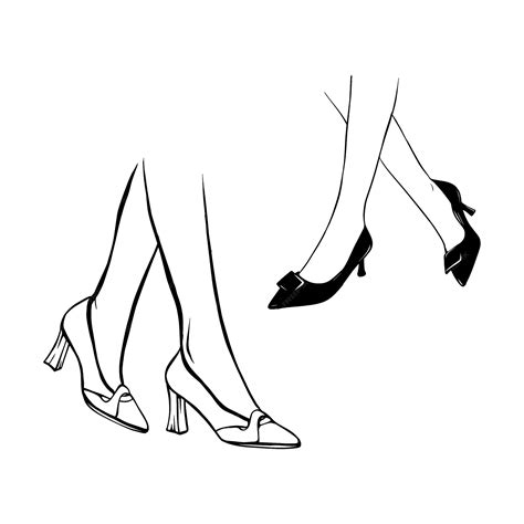 Premium Vector Set Female Legs With High Heels Shoes Hand Drawn