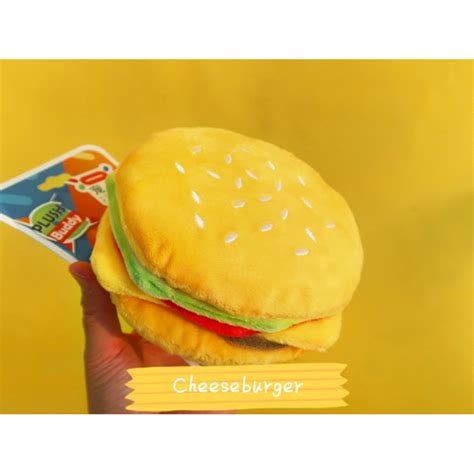 Happy Fast Food Cheeseburger Plush Chew Toy