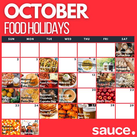 October Food Holiday Calendar