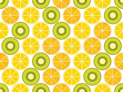 Fruit Seamless Background With Oranges Kiwi And Lemons Vector Stock