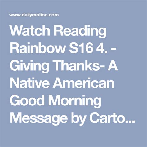 Watch Reading Rainbow S16 4 Giving Thanks A Native American Good