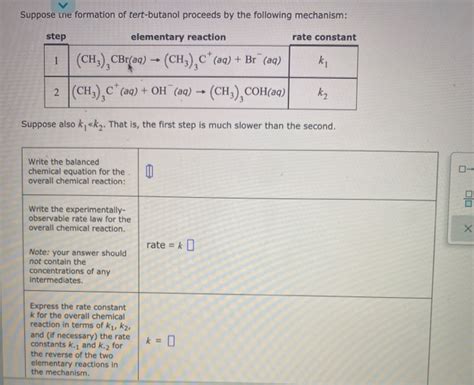 Solved Suppose Une Formation Of Tert Butanol Proceeds By The Chegg