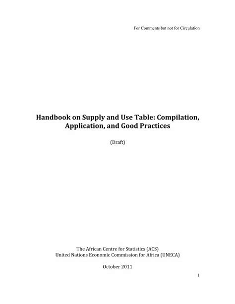 PDF On Supply And Use Table Compilation And Good Ecastats Uneca