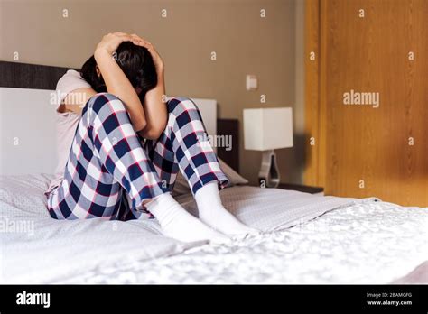 Girl Crying In Her Room Bed Concept Of Dramatic Loneliness Sadness Depression Sad Stock