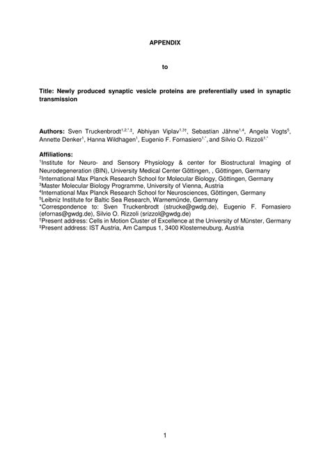 (PDF) Newly produced synaptic vesicle proteins are preferentially used in synaptic transmission