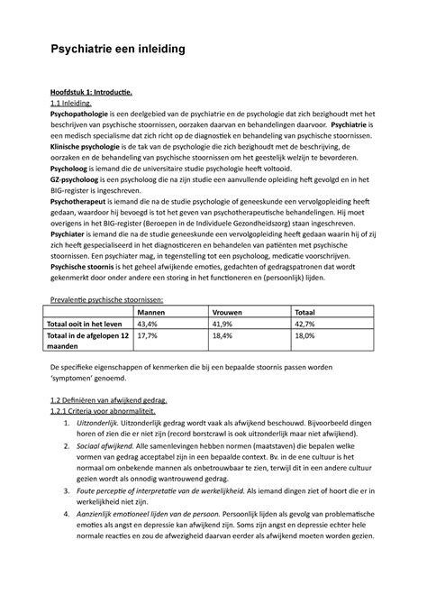 Samenvatting Psychiatrie Een Inleiding Psychiatrie Een Inleiding