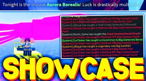 Aurora Borealis Event Showcase In Fisch Roblox Youtube