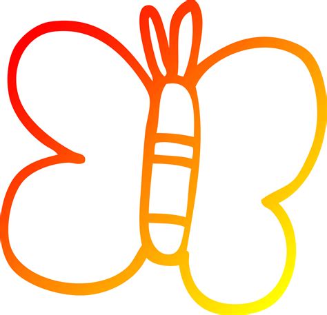 Mariposa De Dibujos Animados De Dibujo Lineal De Gradiente Cálido 44285596 Png