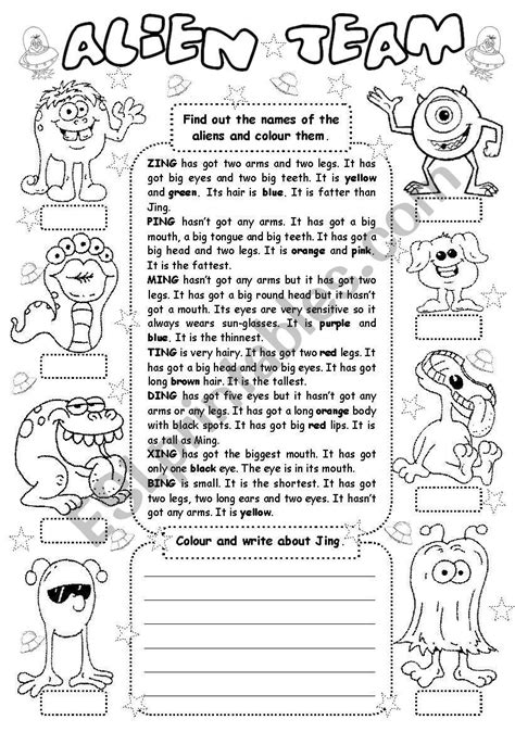 Alien Team ESL Worksheet By Gabitza