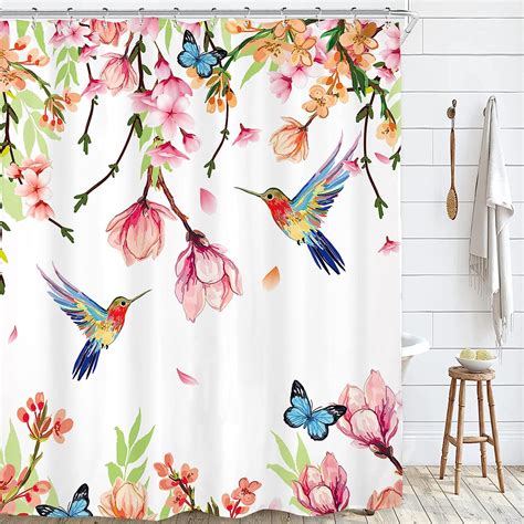 Amazon Riyidecor Floral Flower Shower Curtain For Bathroom Decor