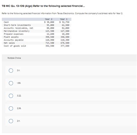 Solved TB MC Qu 13 139 Algo Refer To The Following Chegg