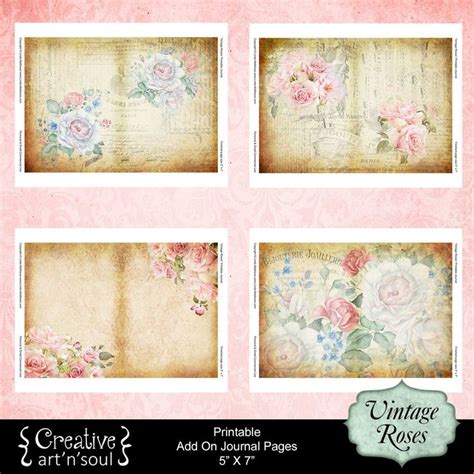 Printable Junk Journal Add On Printable Pages Vintage Roses Etsy