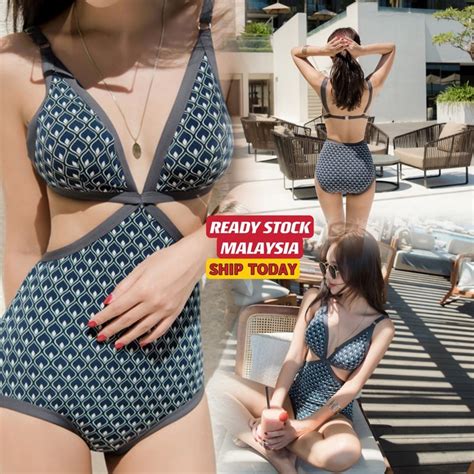 One Piece Malaysia Swimsuit Swimwear Bikini Beach Wear Baju Renang Fast