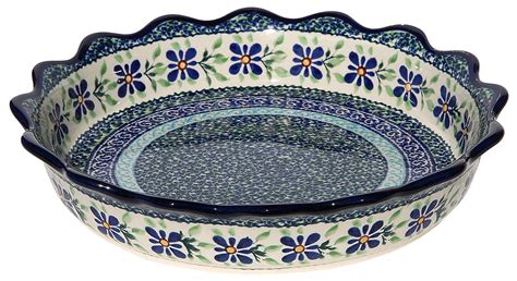 Polish Pottery Quiche Scalloped Pie Dish Measuring By