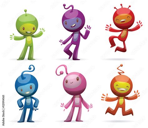 Vector set of cartoon images of funny little creatures of different ...