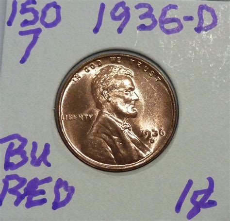 1936 D GEM BU Red Uncirculated Lincoln Wheat Cent 150 07 For Sale