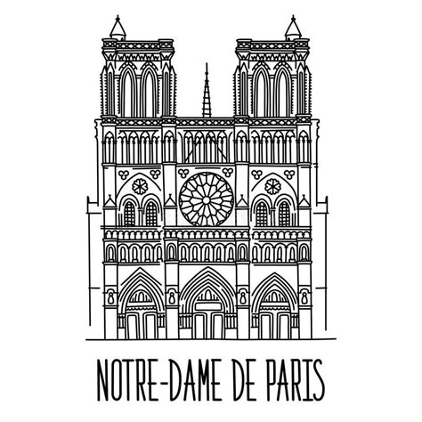 Rysowany Ręcznie Szkic Notre Dame De Paris Francja Ilustracja Wektor