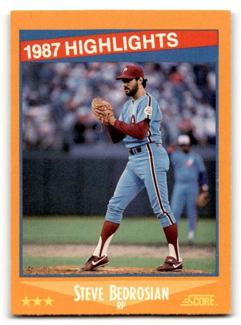 Score Steve Bedrosian Philadelphia Phillies Baseball Cards Id